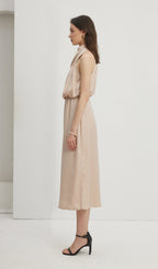 Asymmetric Satin Midi Dress