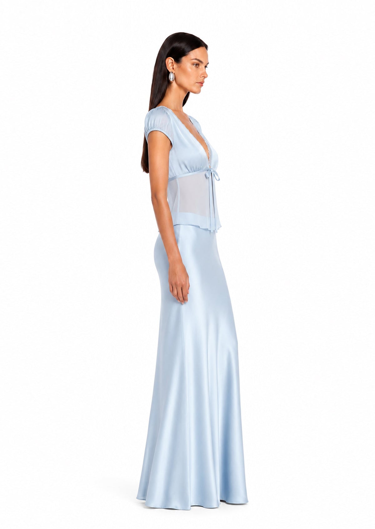 Satin Top With Ties In Baby Blue