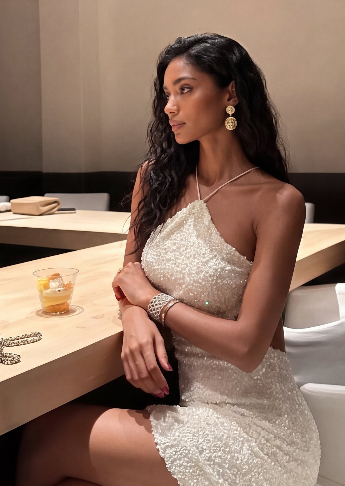 Lajos Sequined Halter Neck Mini Dress