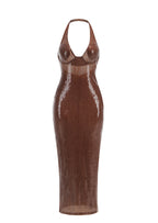 Jacop Sequined Halter Maxi Dress