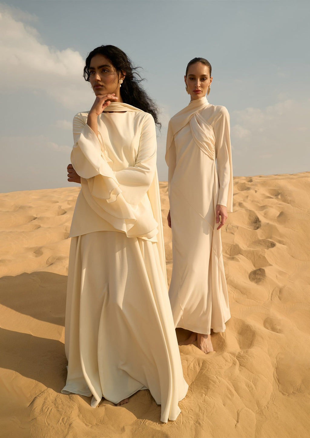 Asymmetrical Draped Bodice Ruffle Maxi Dress