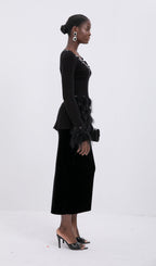 Knitted Feather Panel Top