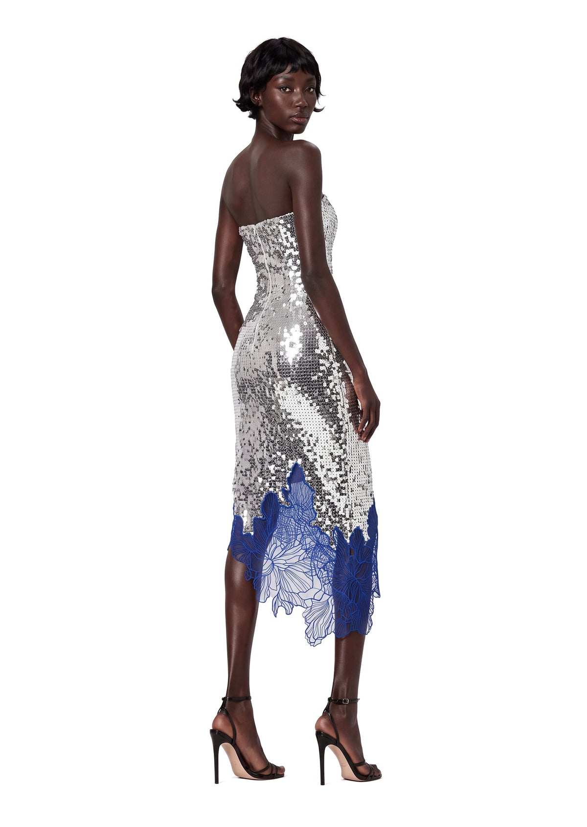 Haakon Strapless Lace  Sequin Midi Dress