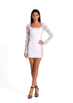 Abay Long Ssleeved Lace Satin Mini Dress