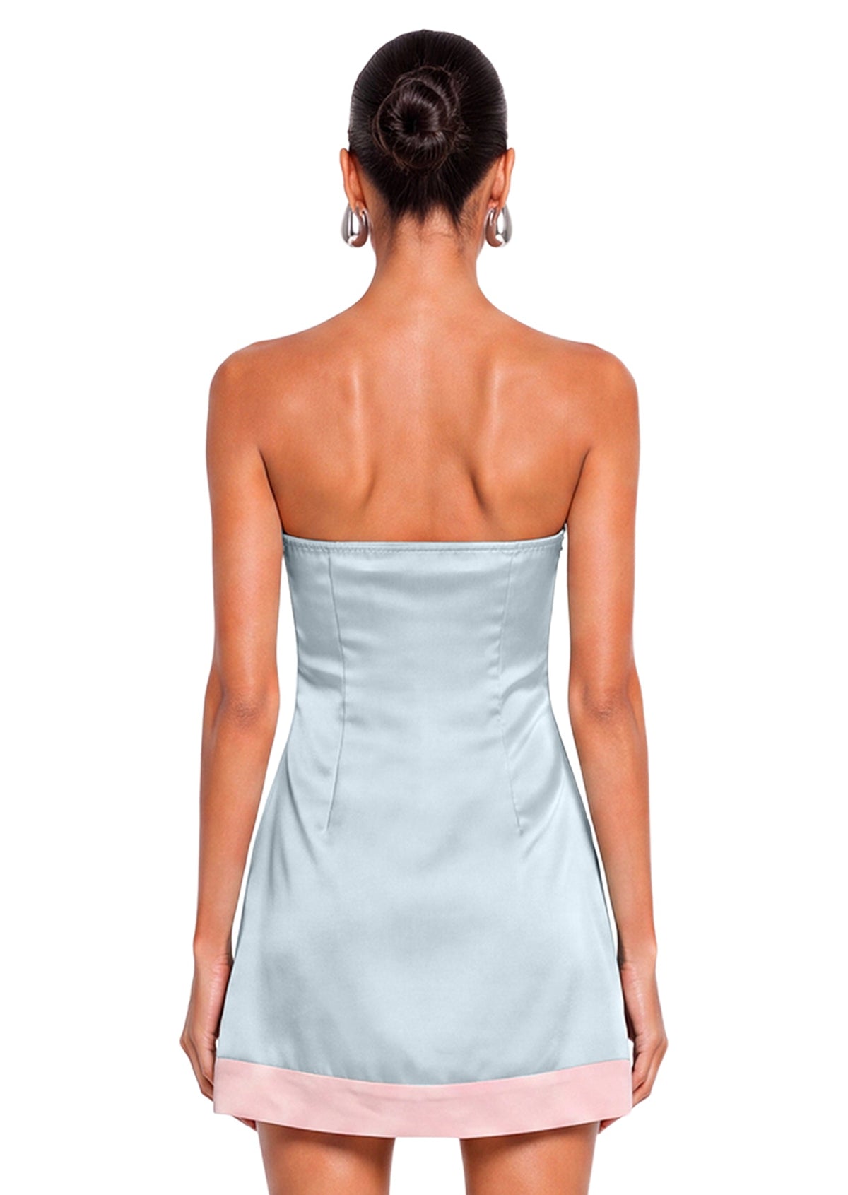Sabelle Lace Satin Mini Dress In Blue