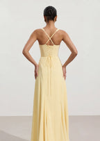 Irie Lace Up Maxi Dress In lemon
