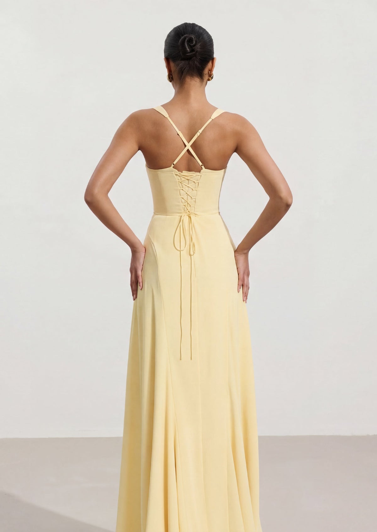 Irie Lace Up Maxi Dress In lemon