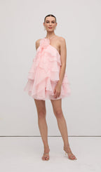 Halter Layered Mini Dress Pink