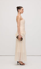 Slim Strapless Ruffle Maxi Dress