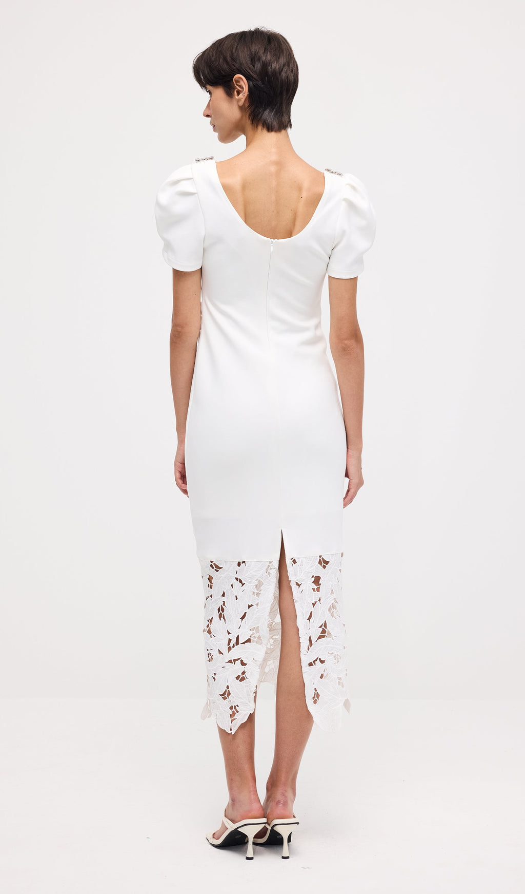 Embellished Applique Cutout Midi Dress