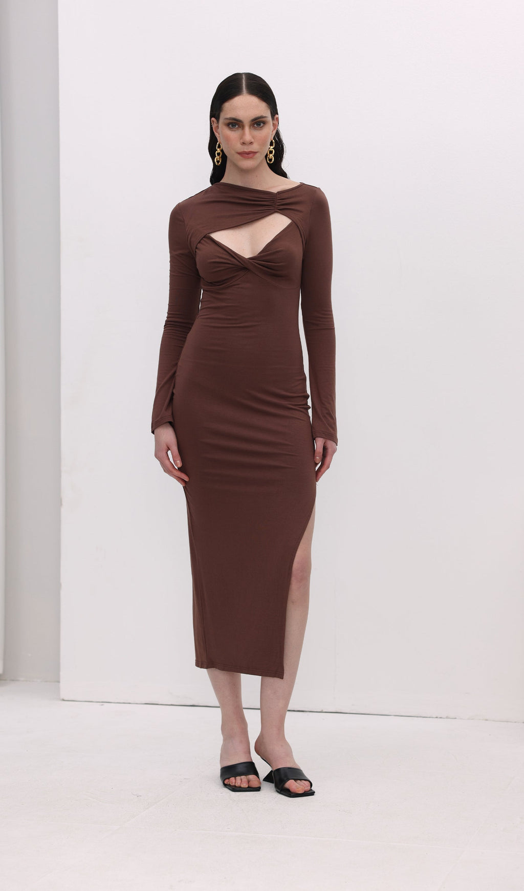 Cut Out Split Midi Dress