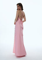 Coralie Satin Maxi Dress With Lace Trim
