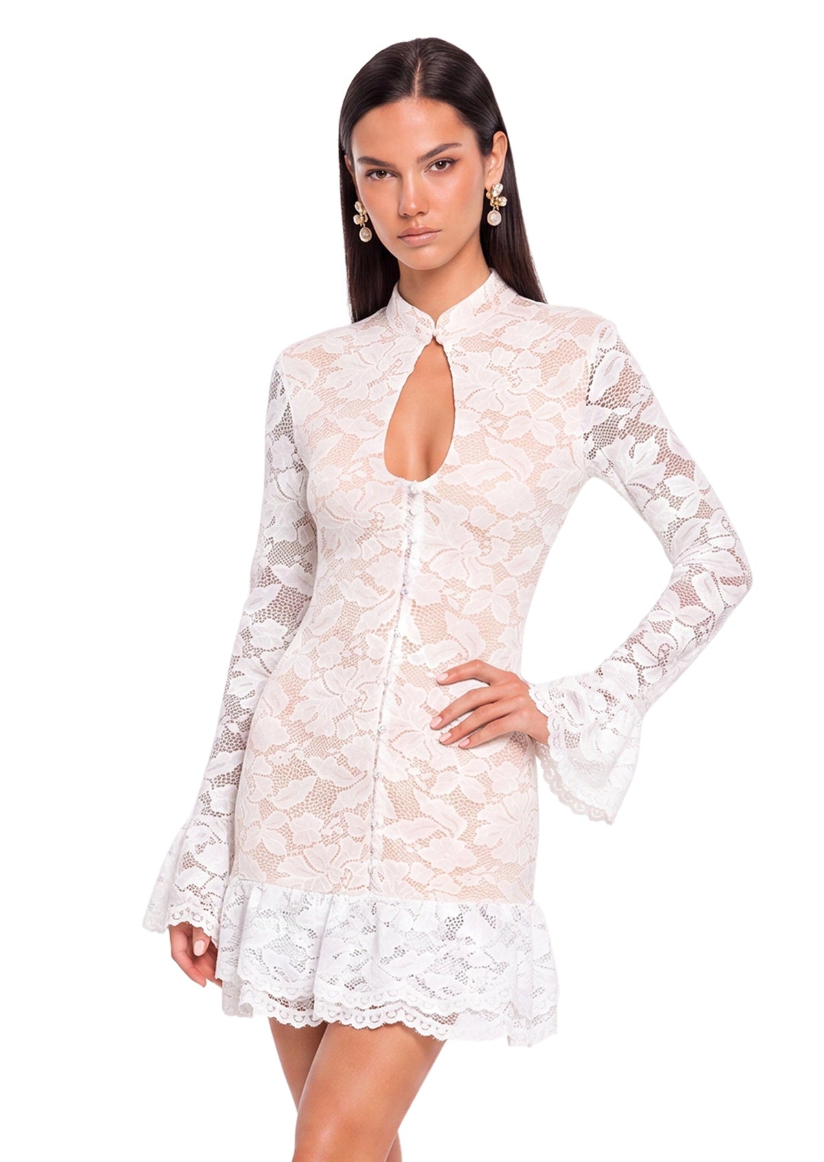 Baeddan Lace Mini Dress In White