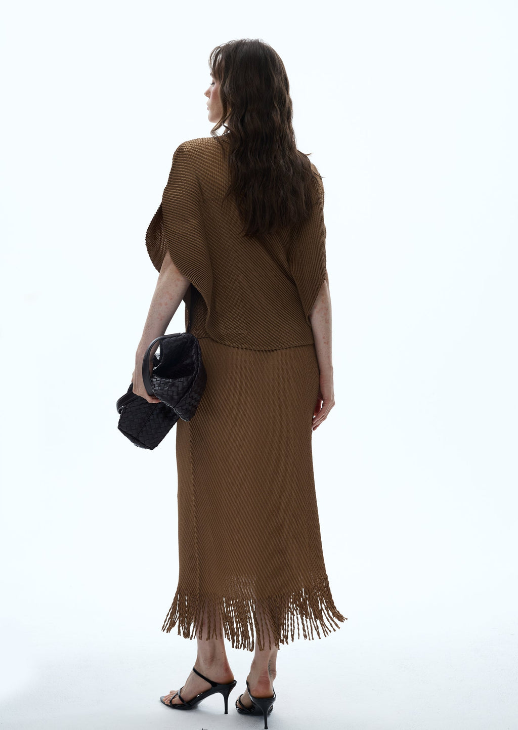 Macaria Knit Cape Top & Fringe Skirt Set