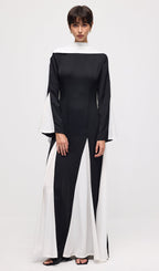 Knitted Triangular Inserts Maxi Dress In Black