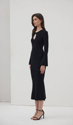 Solid Knitted Hollow Maxi Dress