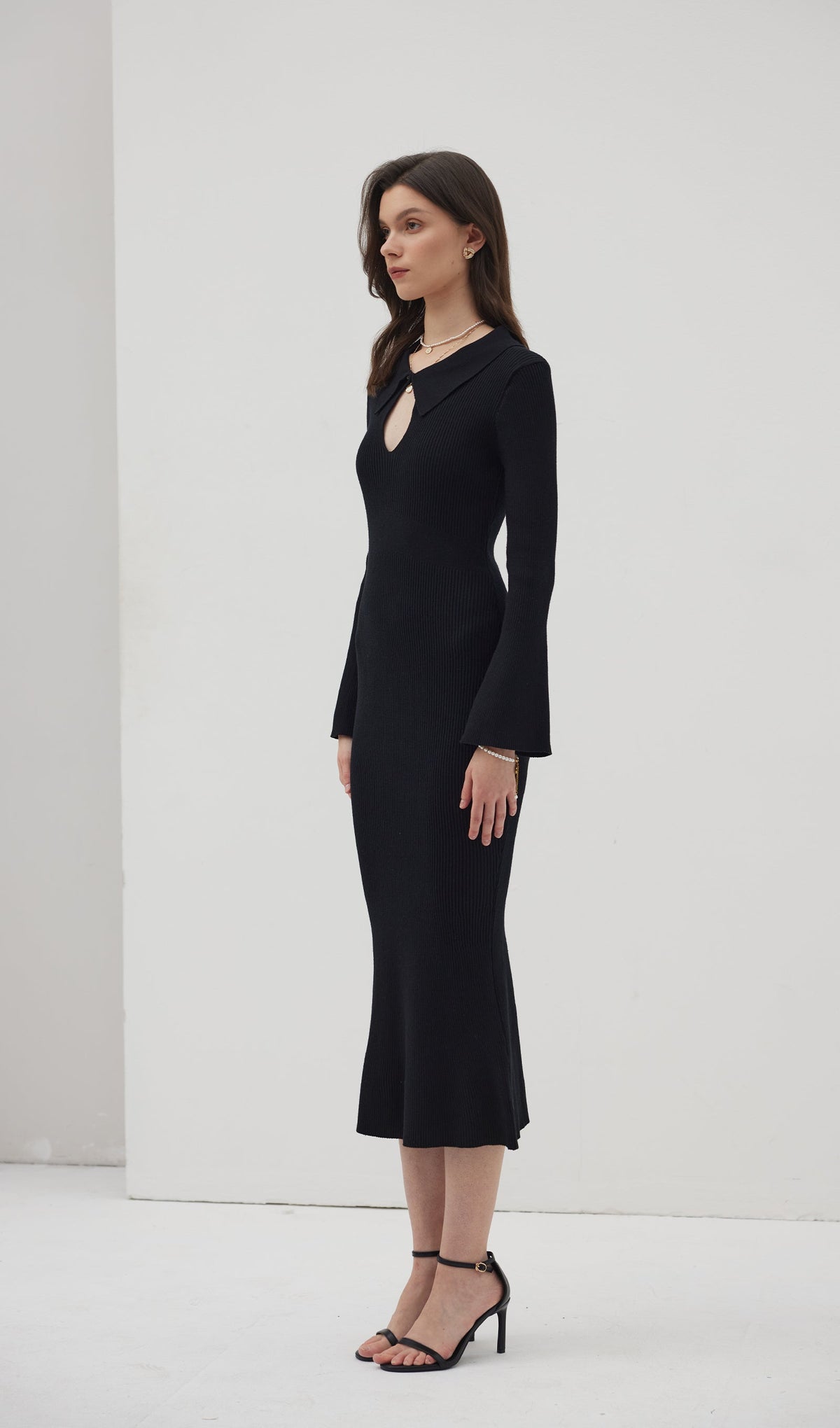 Solid Knitted Hollow Maxi Dress