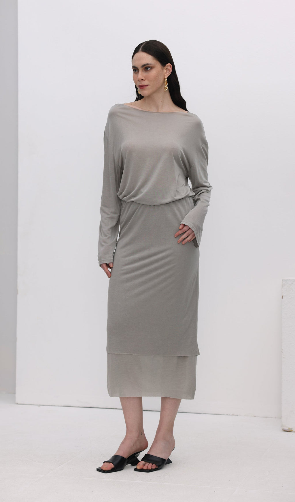 Long Sleeve Midi Skirt Two Piece Sets