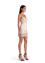 Dehateh Satin Lace Mini Dress In Champagne