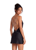 Naim Backless Chain Satin Mini Dress