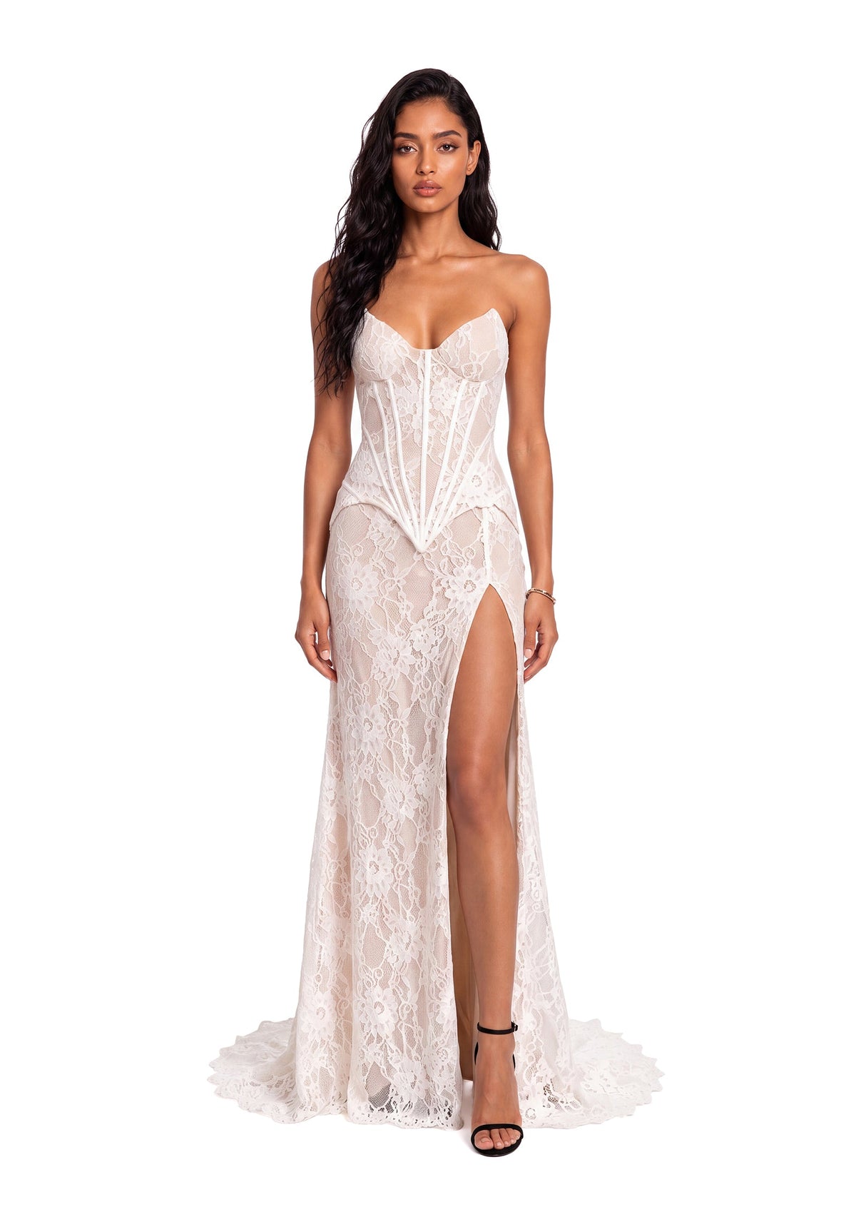 Palmer Strapless Lace Slit Mermaid Skirt Set