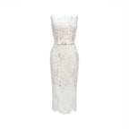 Gabryle Strapless Lace Midi Bandage Dress