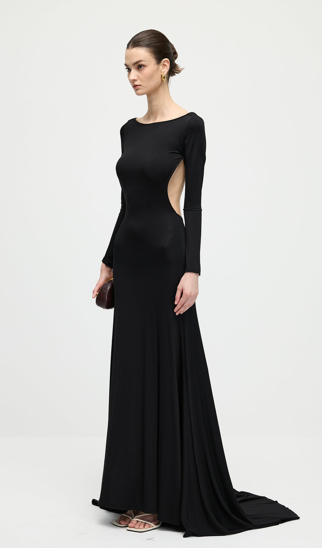 Jersey Open Back Maxi Dress In Black
