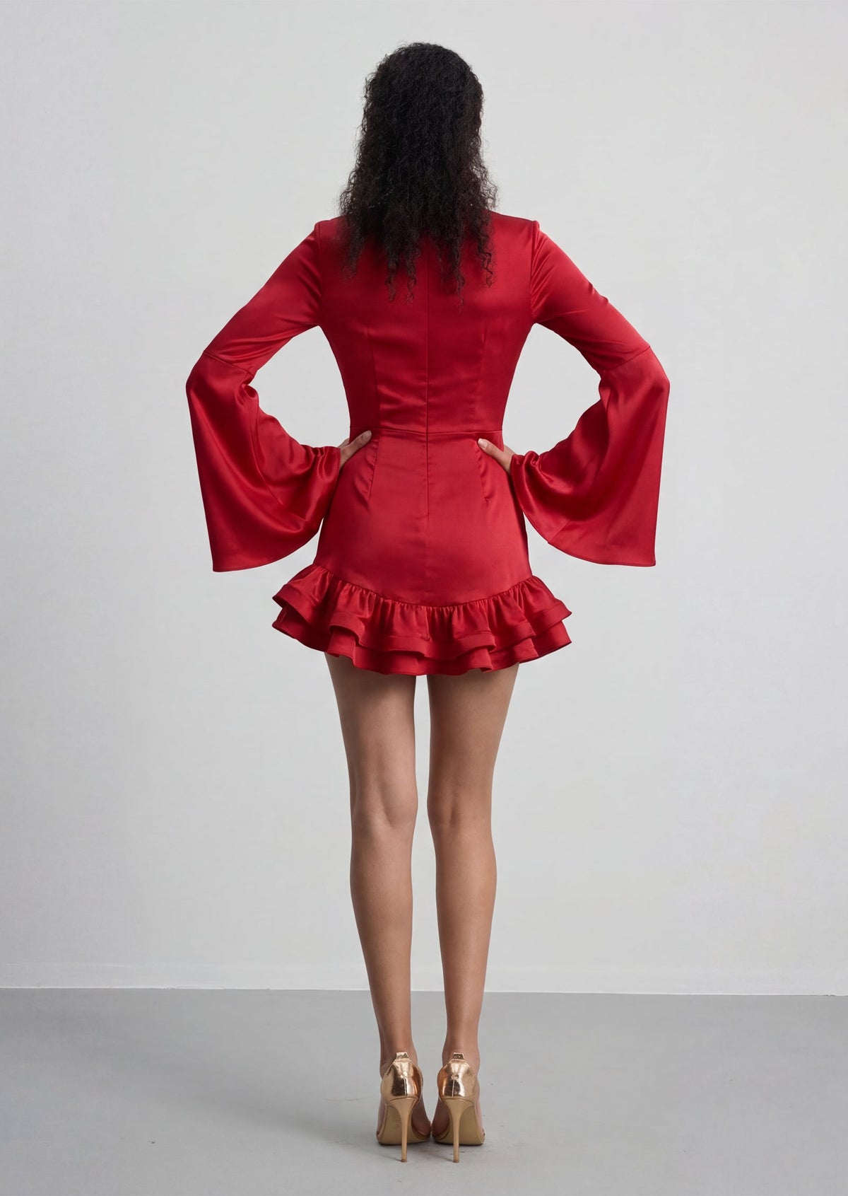 Alisia Ruffled Mini Dress In Red