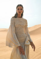 Metallic Elasticated Gathers Maxi Dress（Final Sale）