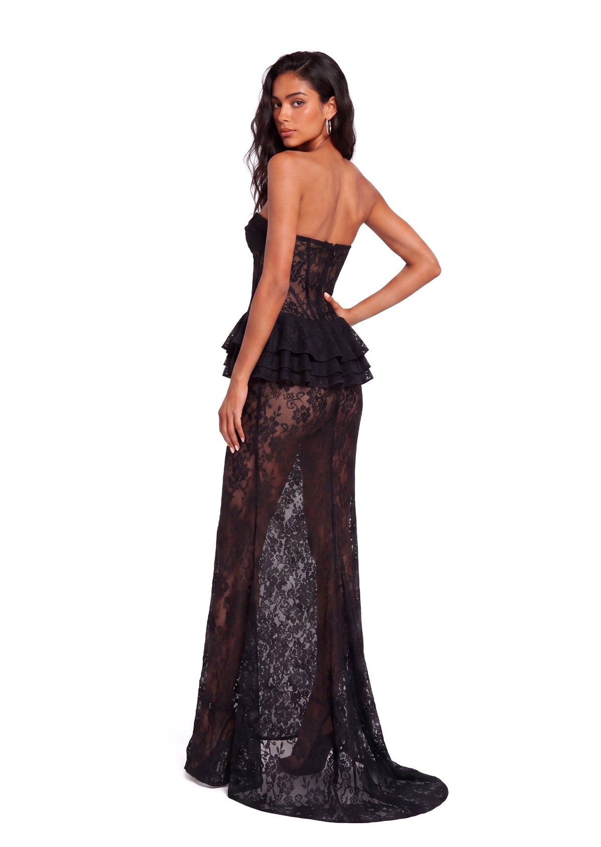 Zacharias Lace Strapless Maxi Dress In Black