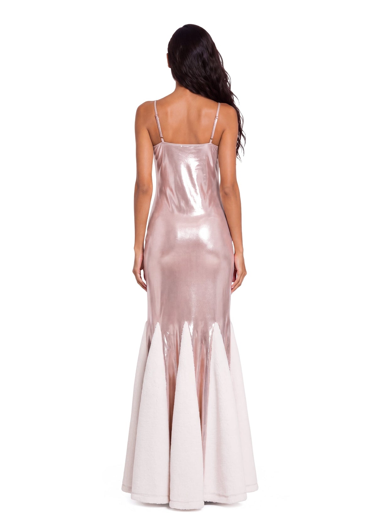 Dagon Glossy Maxi Dress In Pink