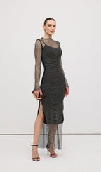 Mesh With Monochrome Maxi Dress