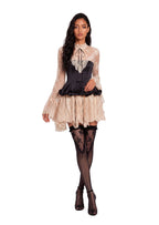Raam Lace Satin Bell Sleeve Mini Dress