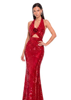 Nahilla Sequined Maxi Dress In Red
