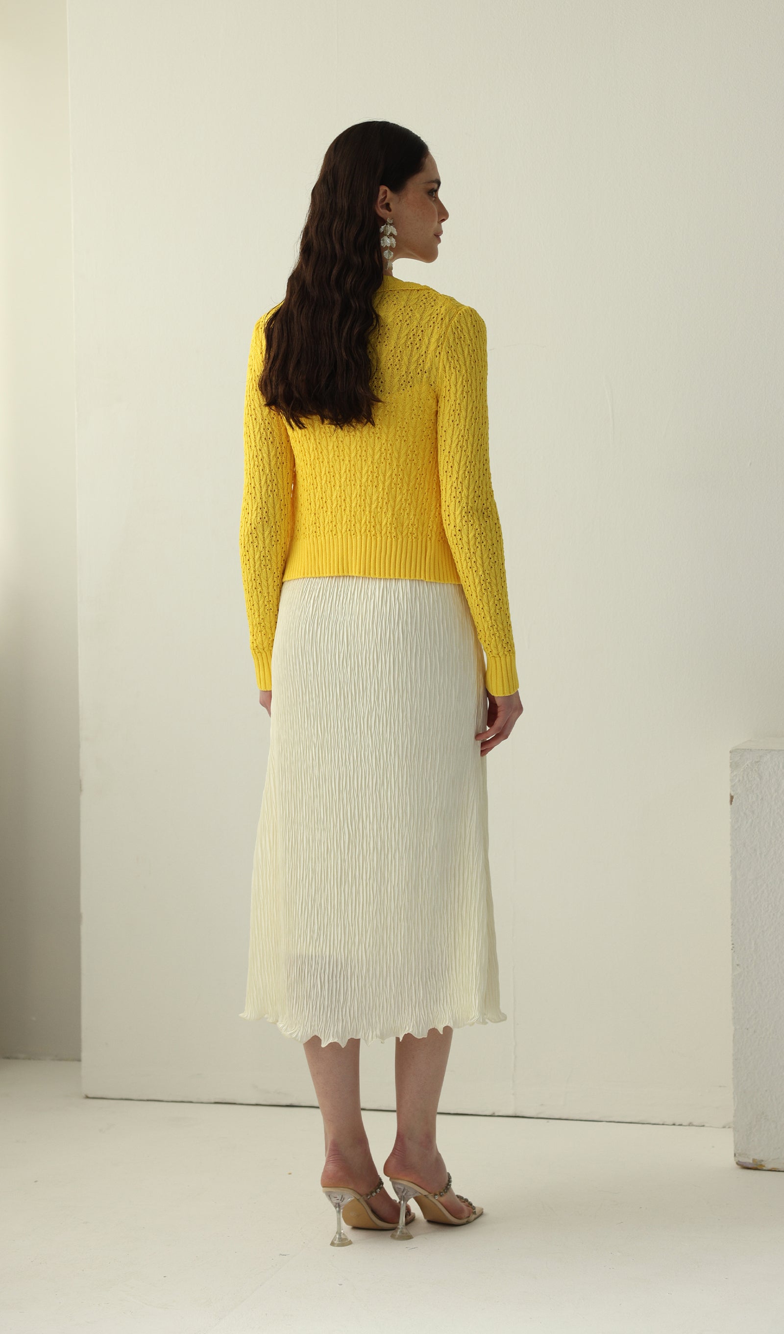 Solid V Neck Knitted Cardigan