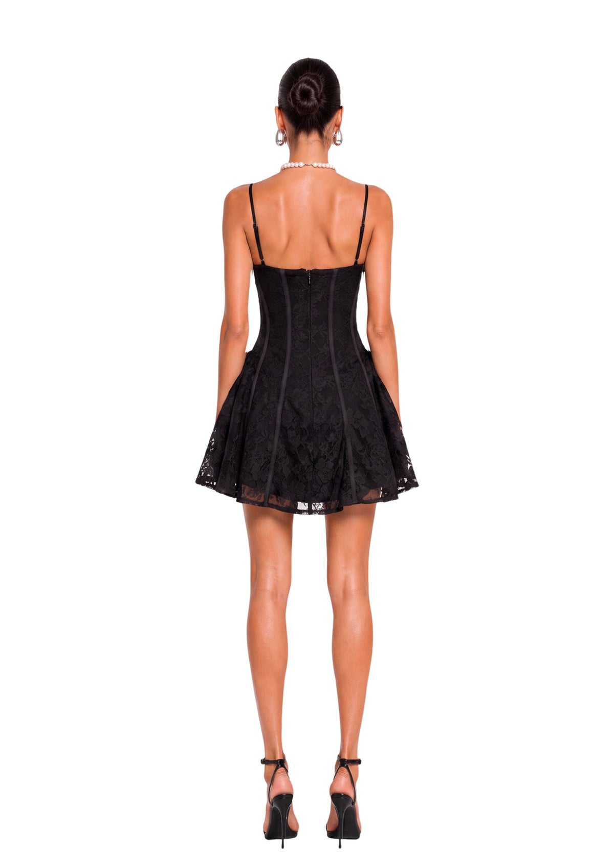 Jacinda  Sleeveless Lace Slip Dress In Black