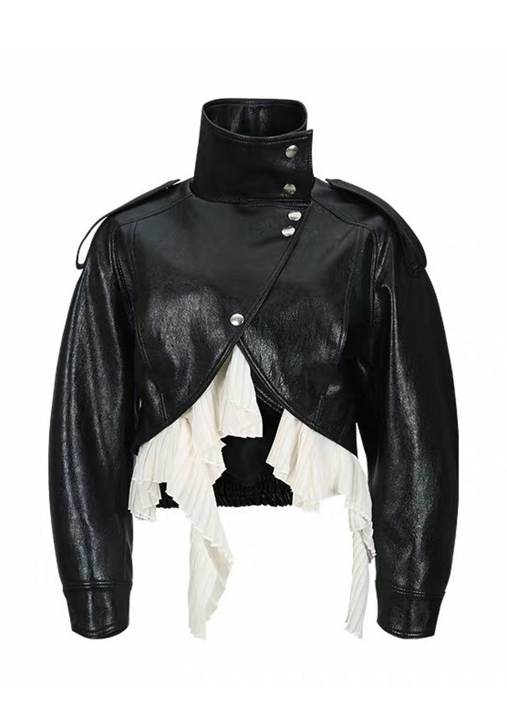 Quasar PU Paneled Ruffle Jacket