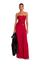 Wachiwi Strapless Stretch Maxi Dress In Red