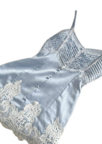 Babe  Satin Lace Mini Dress In Blue