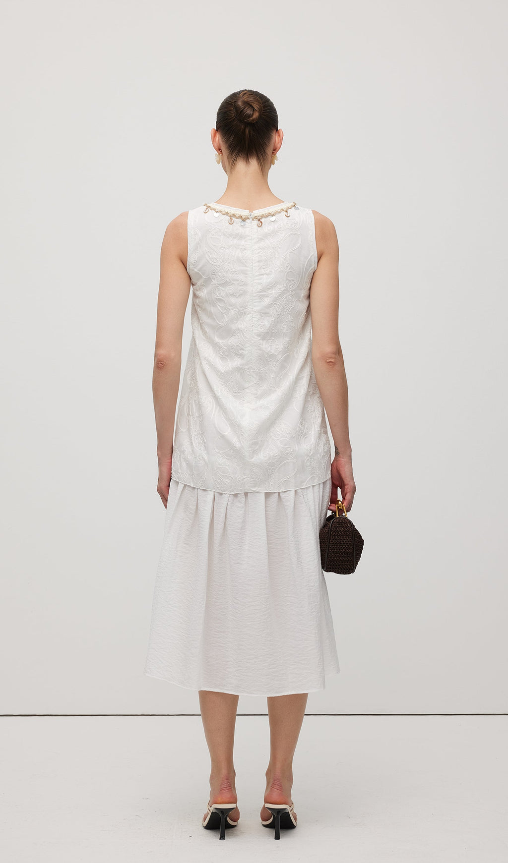 Round Neck With Shell Midi Dress
