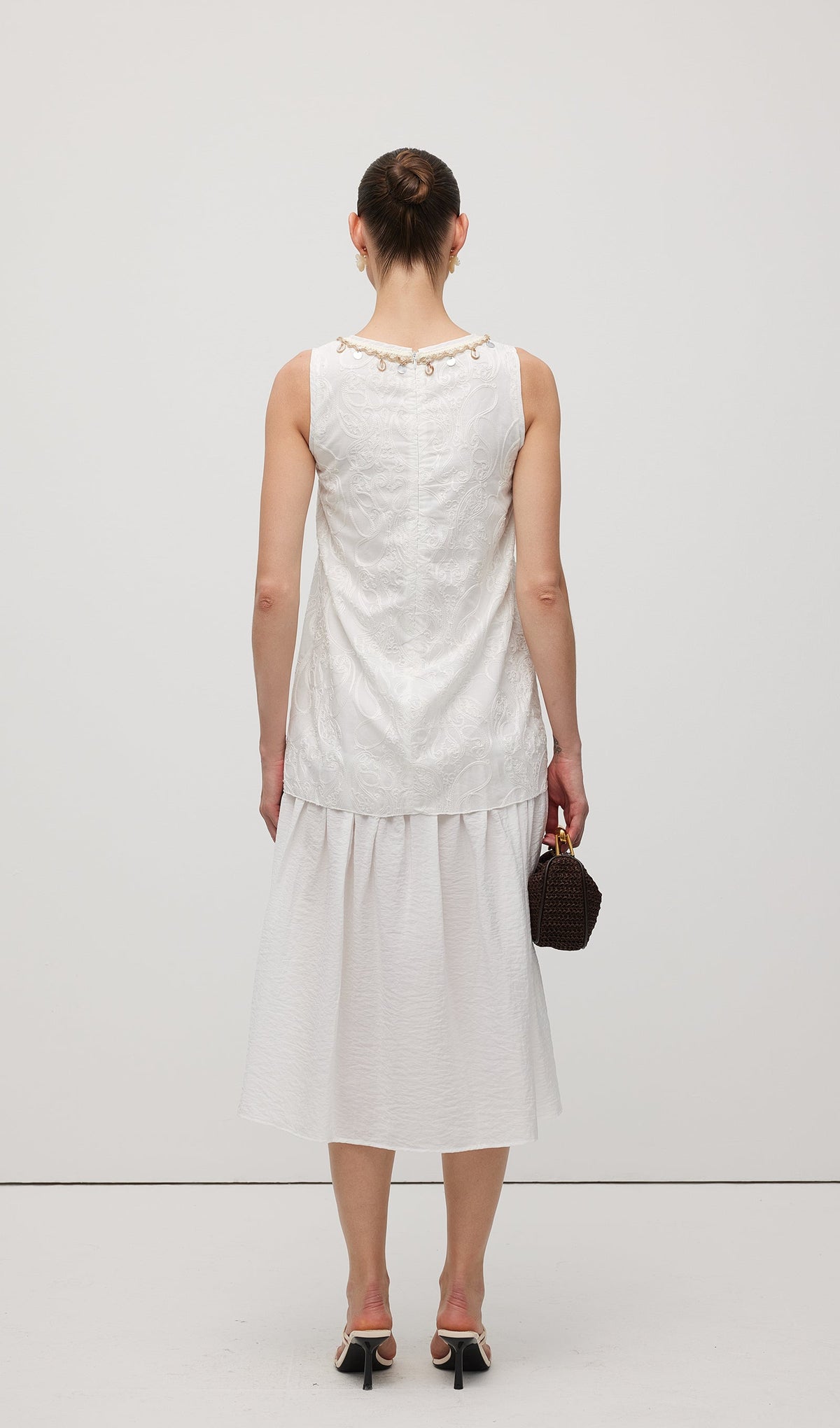 Round Neck With Shell Midi Dress