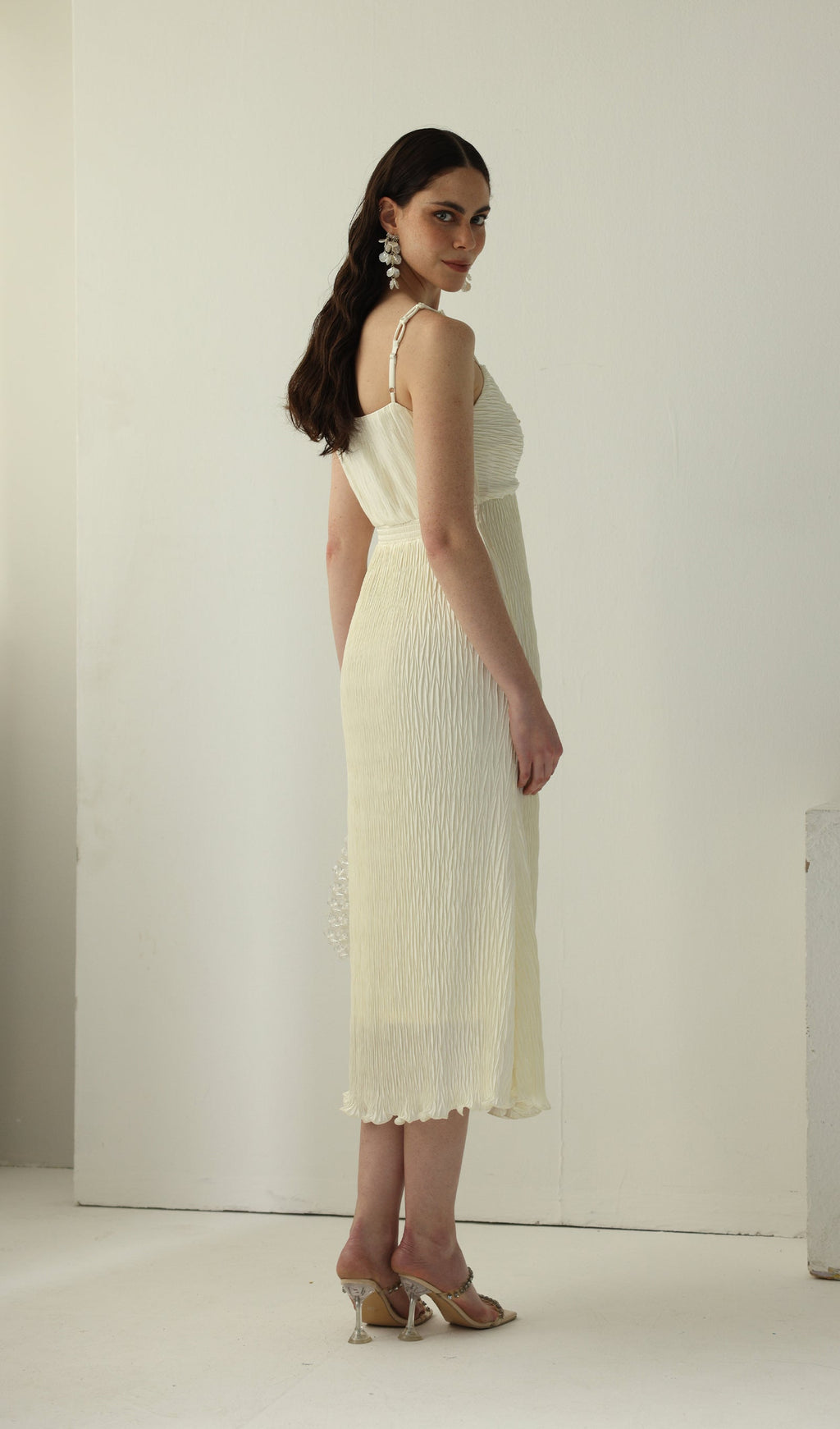 Solid Texture Slip Midi Dress