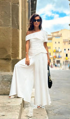 White Two Piece Pant Suit