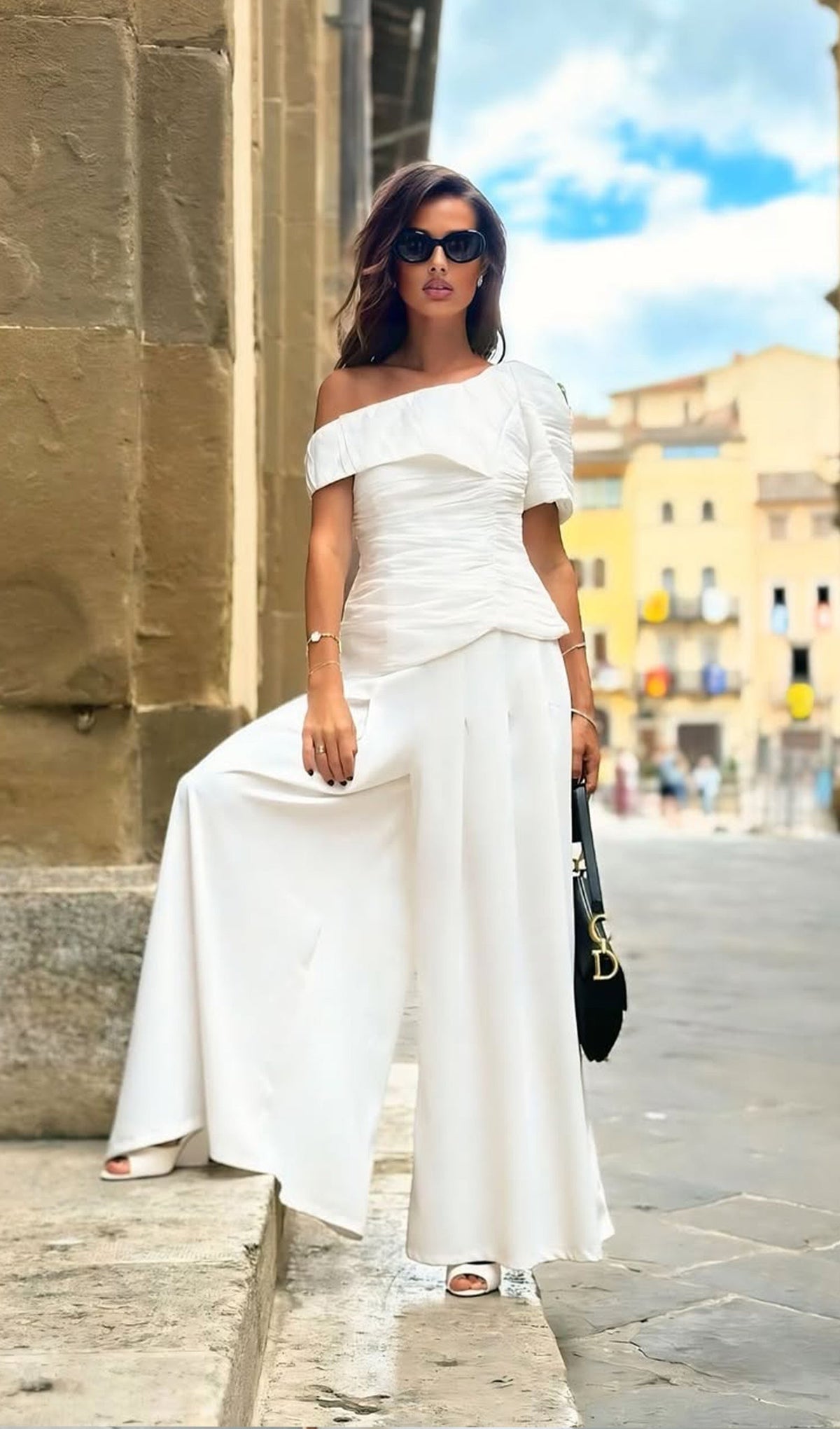 White Two Piece Pant Suit