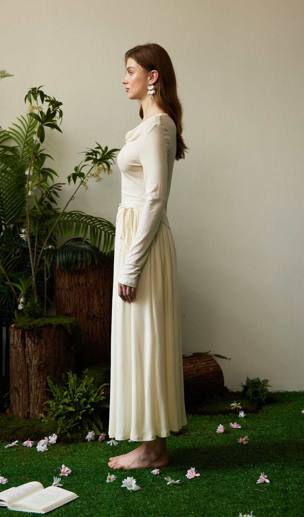 Solid Stretch Jersey Gathers Sets Skirt
