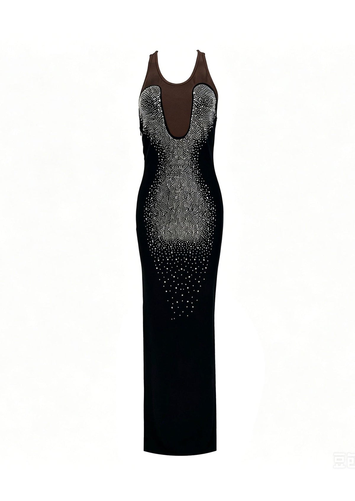Baylor Crystal Mesh Insert Maxi Dress