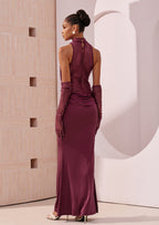 Lace Bodice Ruched Maxi Dress