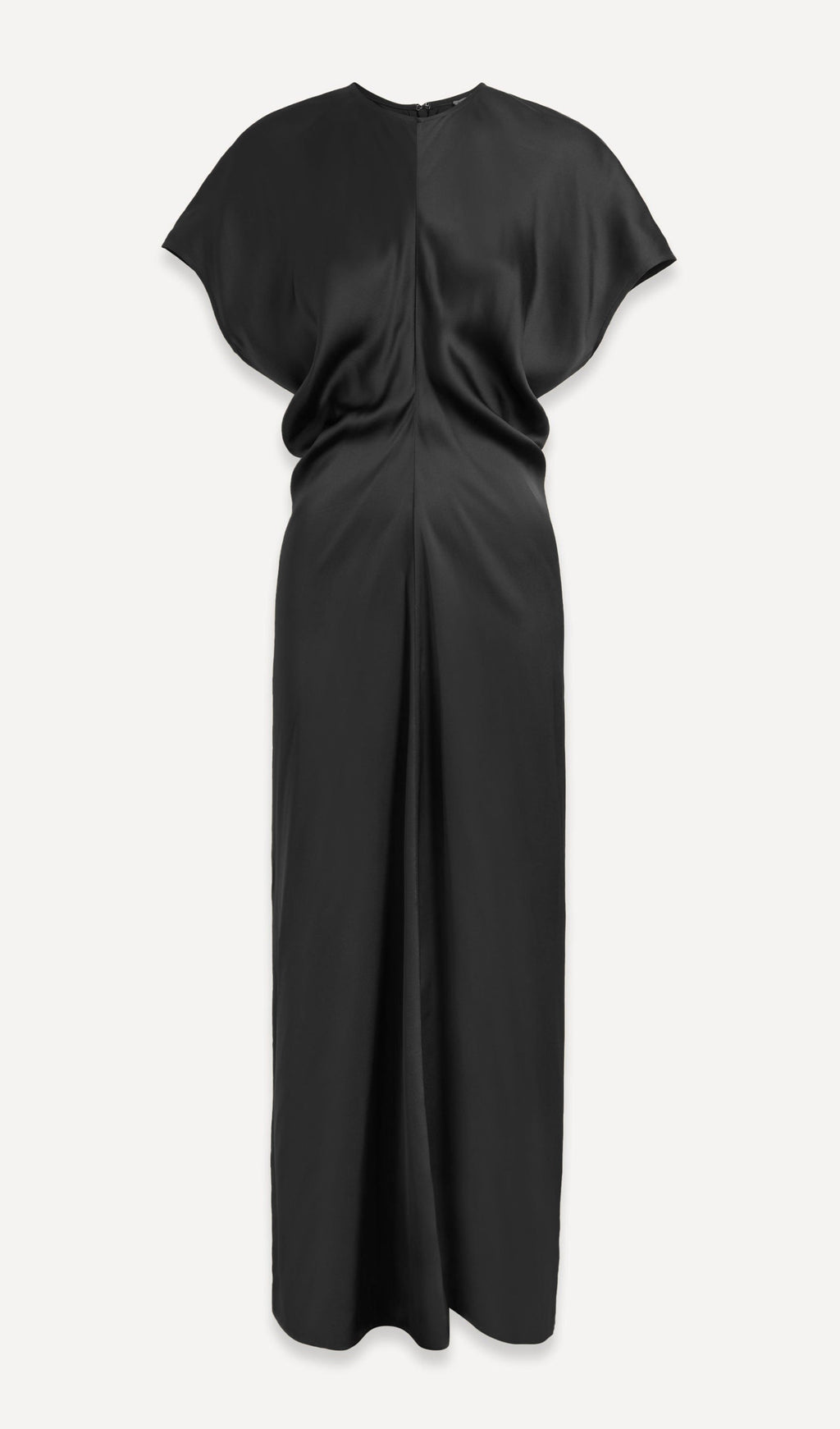 Slouch Waist Satin Midi Dress-Black