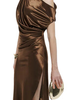 Zafar Slit Maxi Dress In Brown