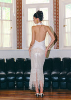 Ichabod  Tassel Sequined Midi Skirt In White